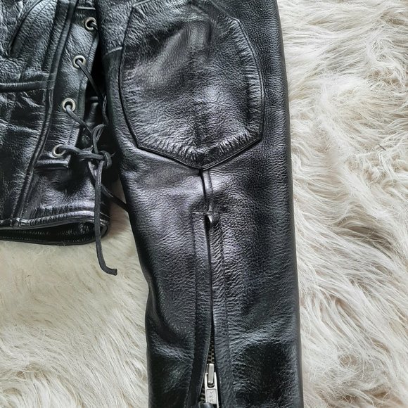 First Leather Apparel Women's Black Motor Leather Jacket  Size L - Picture 10 of 14